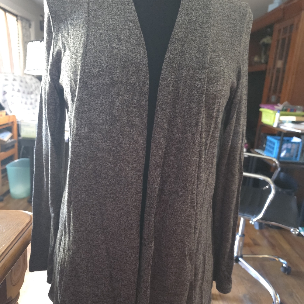 Gray Open Front Cardigan